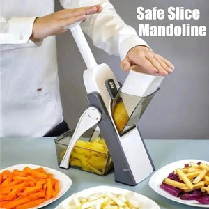 Efficient 5 In 1 Manual Vegetable Cutter | Safe Mandoline for Fruits And Veggies