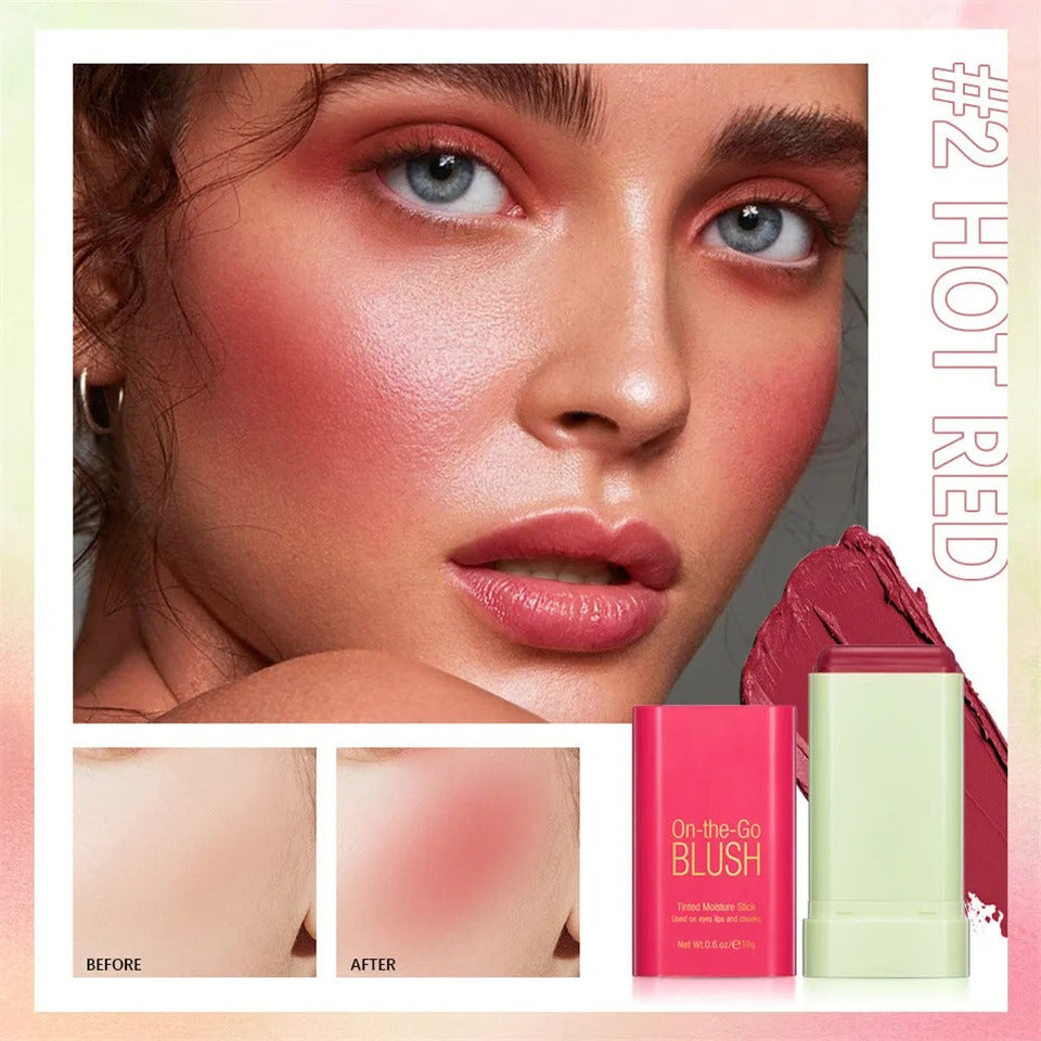 Multi-function Blush Stick Natural Cheek Face Rouge Blusher Cream Lasting High Color Rendering Brightening Skin Tone Waterproof