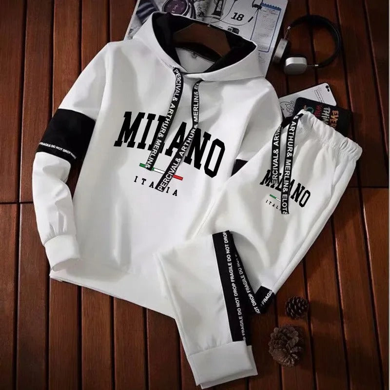 Urban Luxe for Gym Warriors: Milano Letters Print Sweatshirt Set